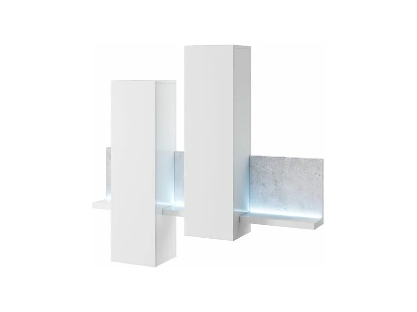 Étagère et armoire murale 150 cm Ilyes Blanc et Béton