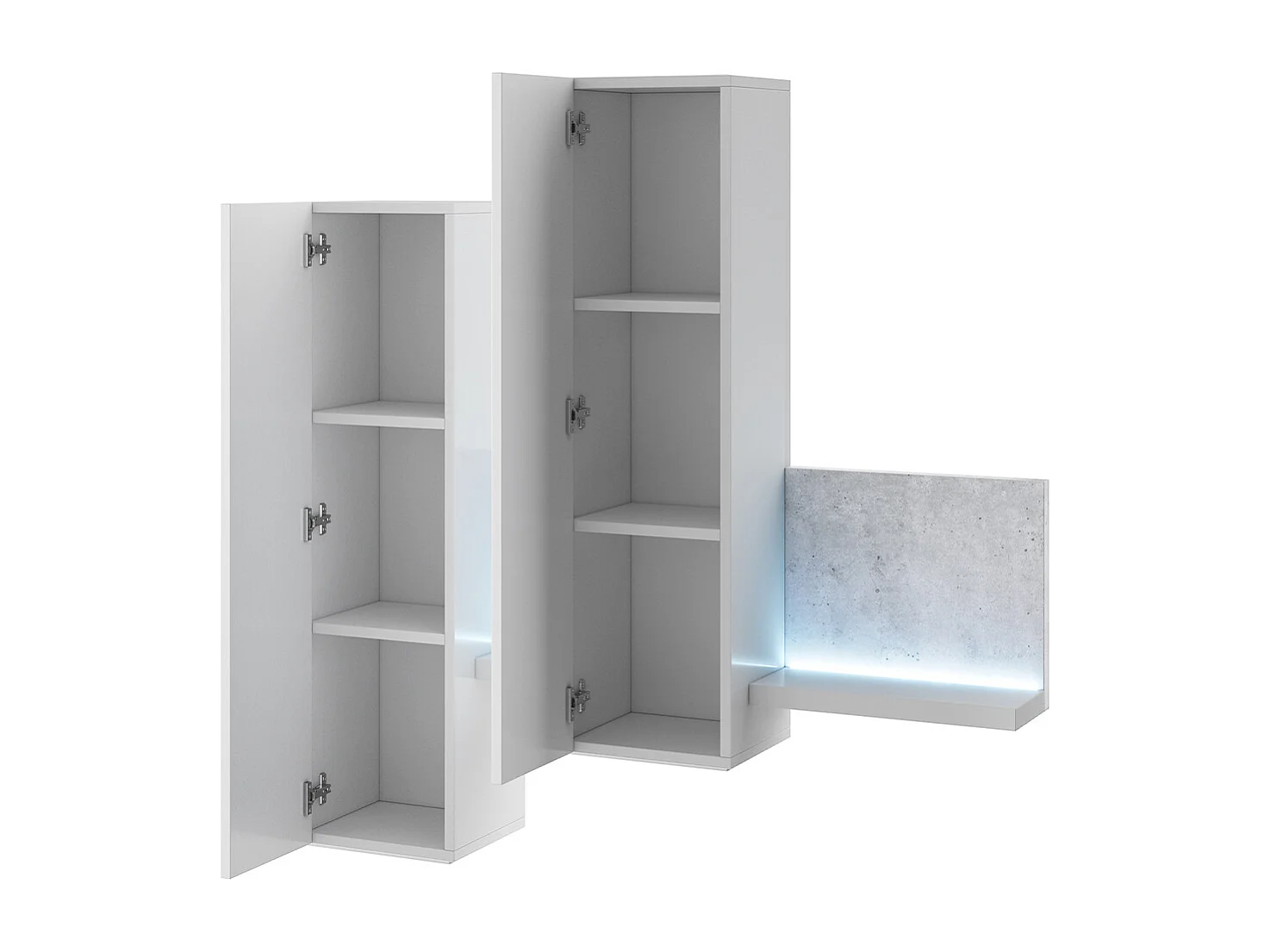 Étagère et armoire murale 150 cm Ilyes Blanc et Béton