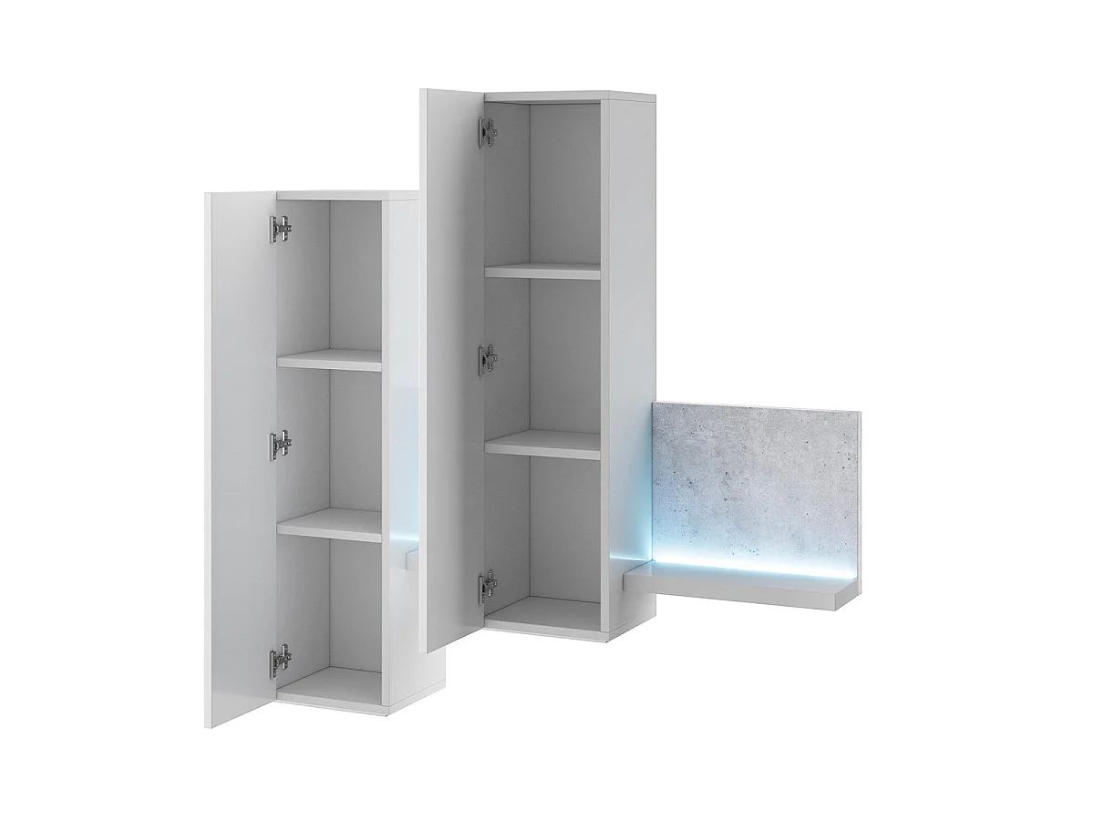 Ilyes White and Concrete shelf and wall cabinet 150 cm