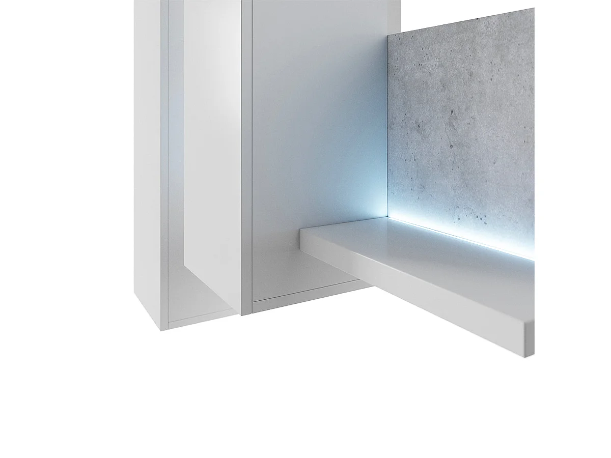 Ilyes White and Concrete shelf and wall cabinet 150 cm