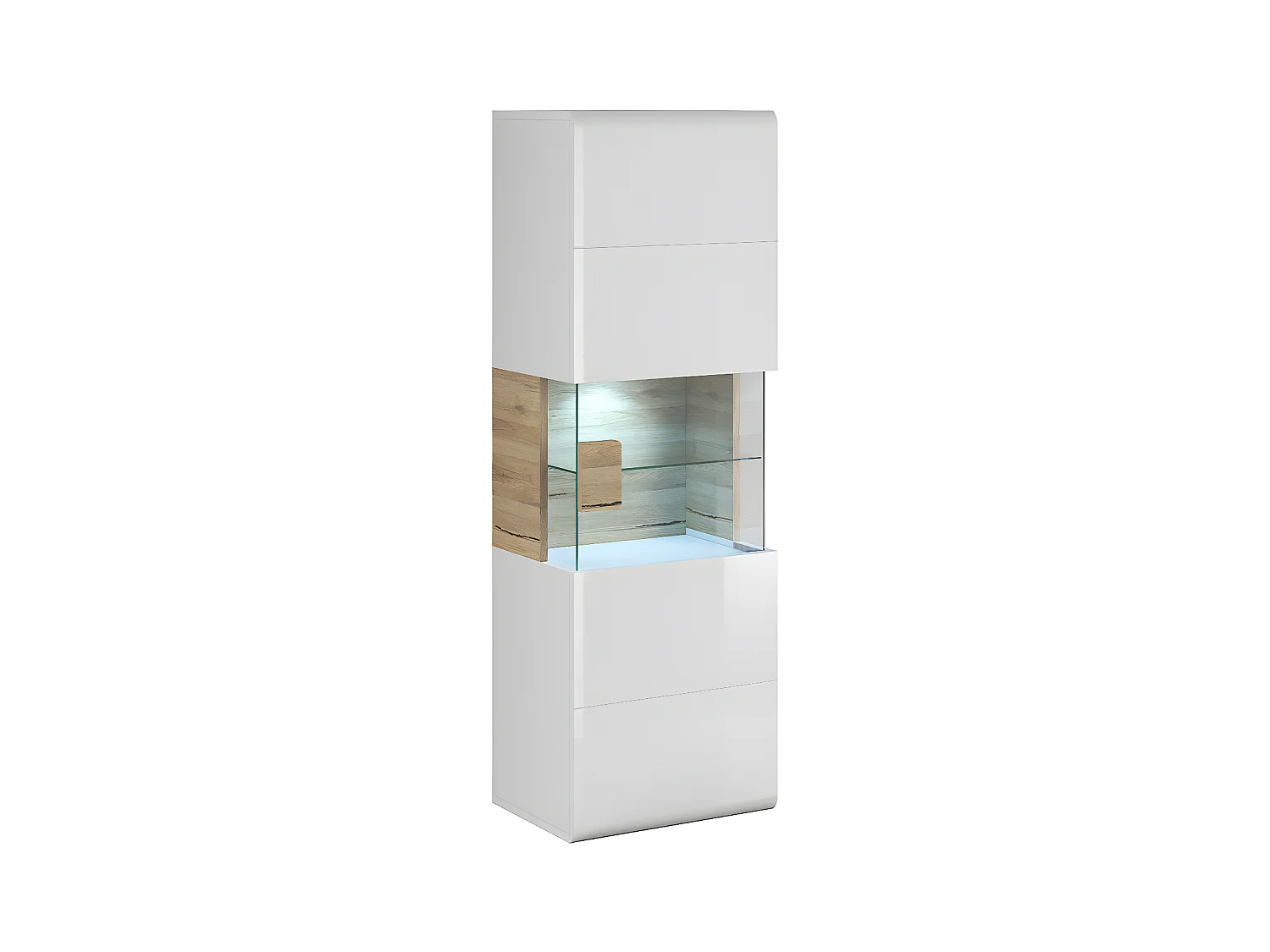 Vitrine murale 1 porte avec LED Jules Blanc et Bois