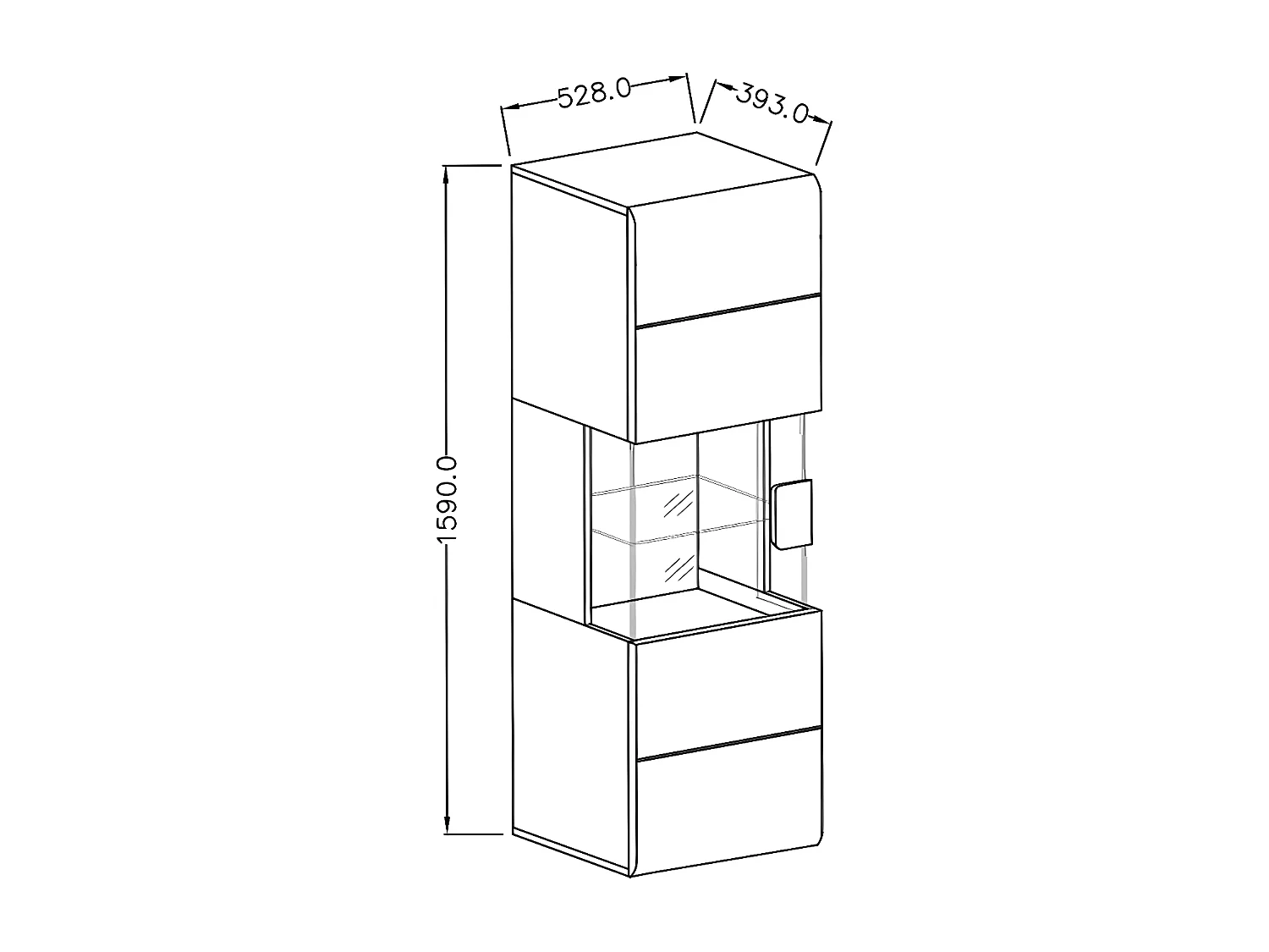 Vitrine murale 1 porte avec LED Jules Blanc et Bois