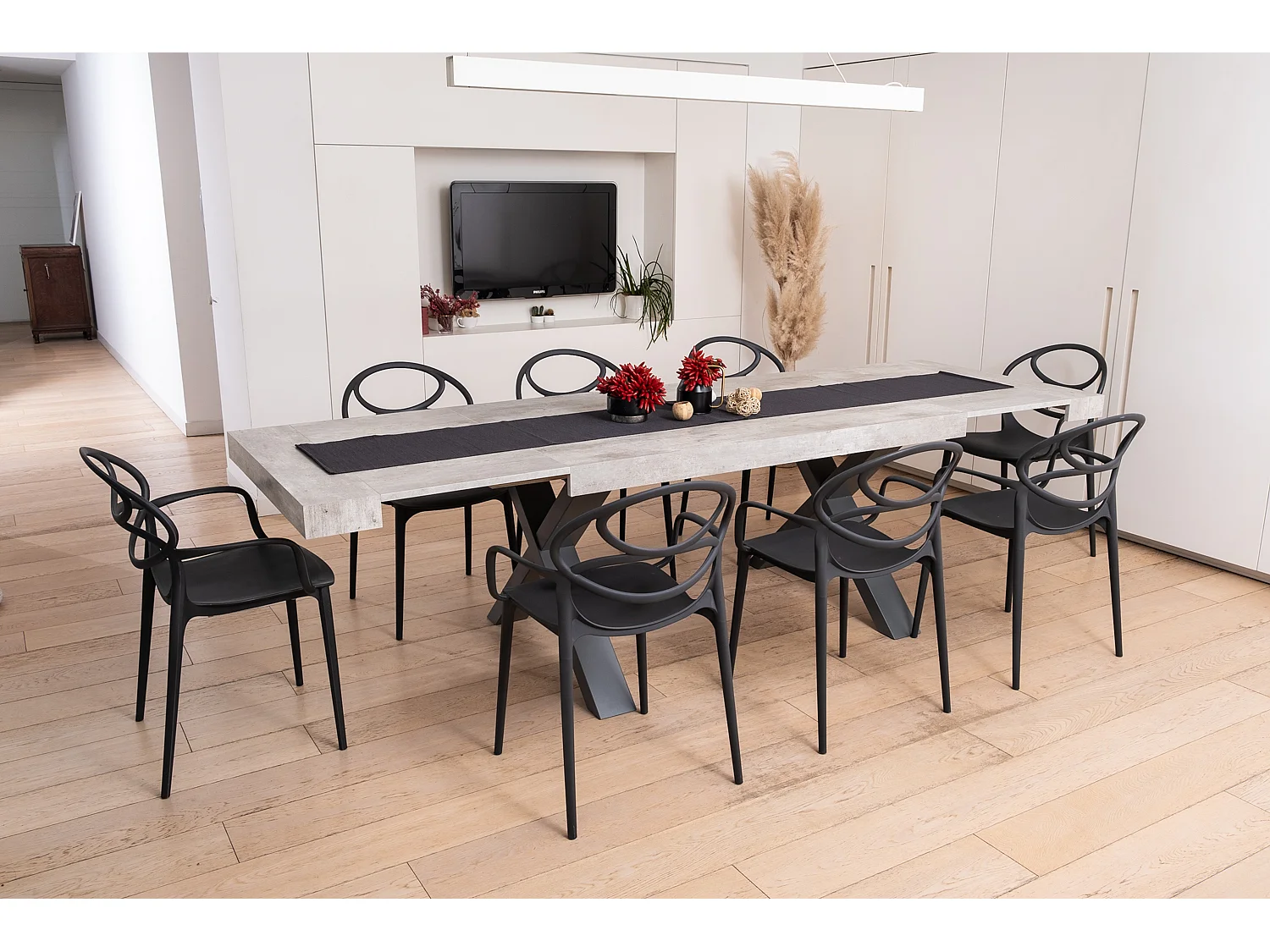 Set de 6 chaises en polypropylène avec fibre de verre, empilables pour extérieur et jardin, bar et restaurant, cuisine design moderne -Charlotte- Noir