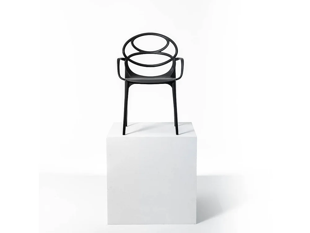Set de 6 chaises en polypropylène avec fibre de verre, empilables pour extérieur et jardin, bar et restaurant, cuisine design moderne -Charlotte- Noir