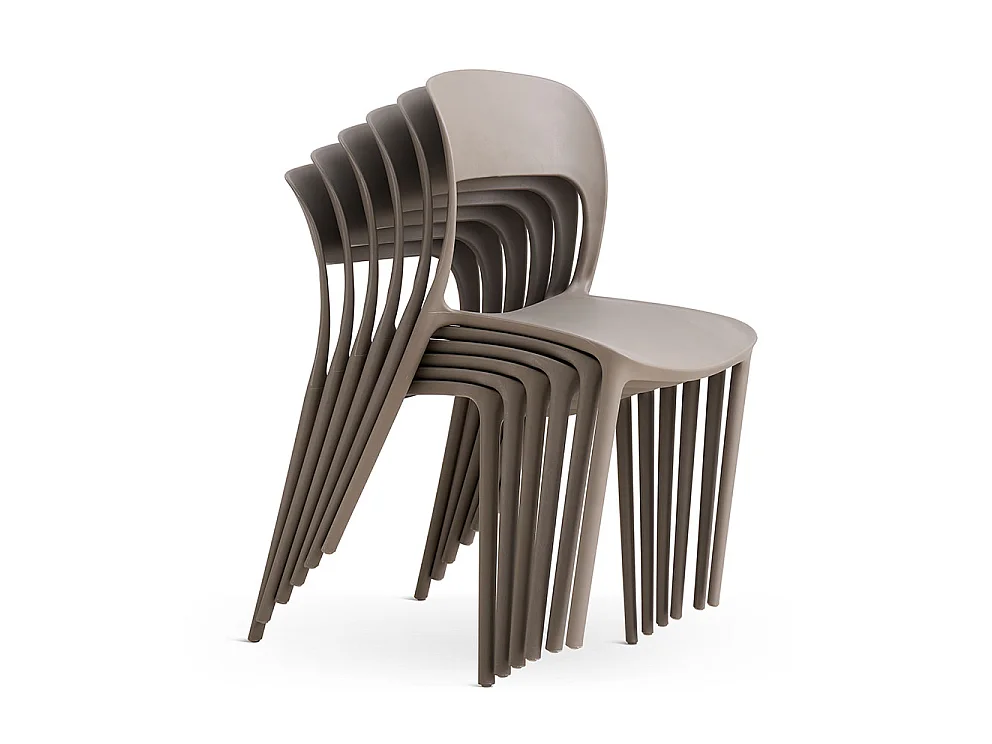 Lot de 4 chaises empilables en résine pour intérieur et extérieur, robustes et faciles à nettoyer, idéales pour jardin, terrasse, balcon BARBARA/Taupe