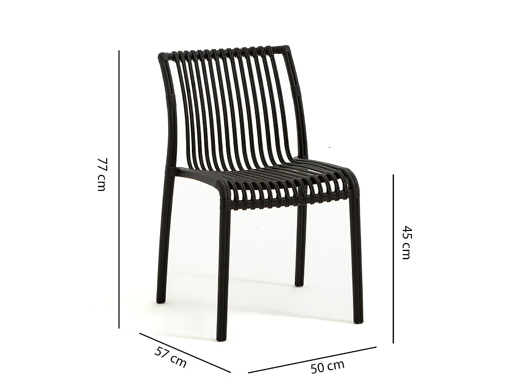 Set de 4 chaises en polypropylène empilables pour extérieur et jardin, bar et restaurant, structure robuste et légère - Olimpia - Noir