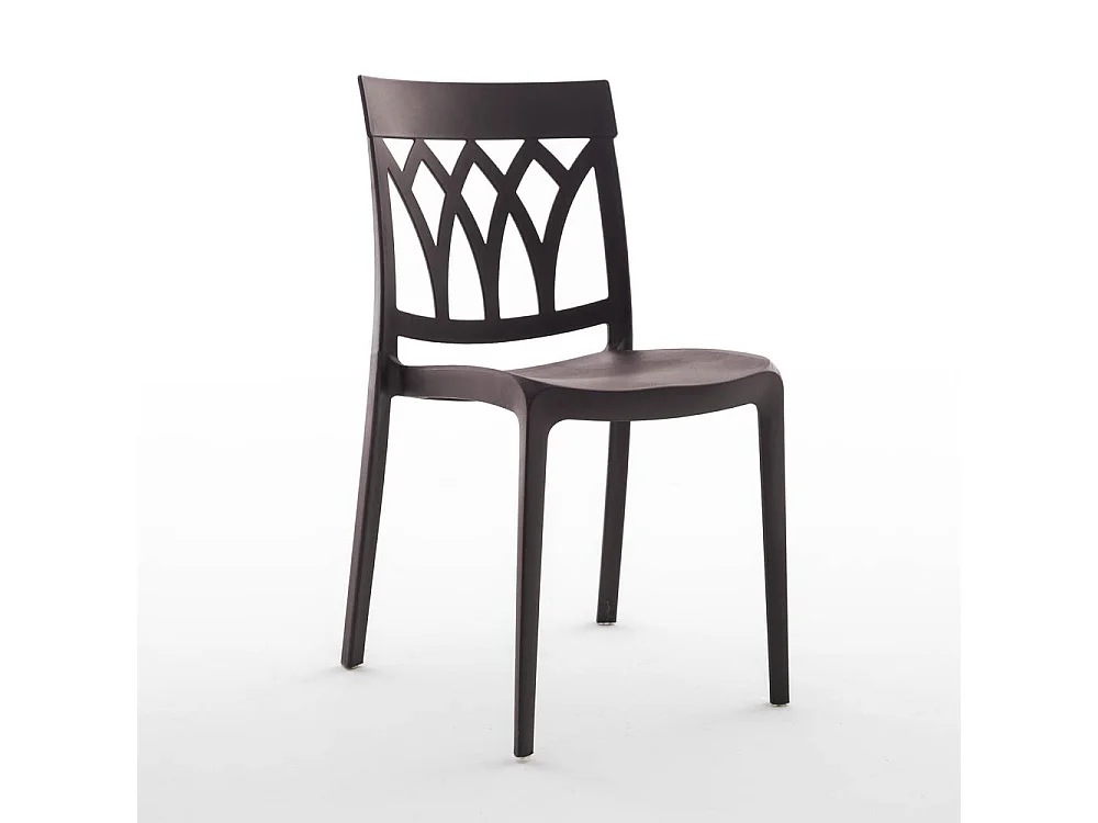 Lot de 6 chaises empilables en polypropylène design classique, résistantes et faciles à nettoyer, pour cuisine, jardin, terrasse, restaurants EMMA/Moka