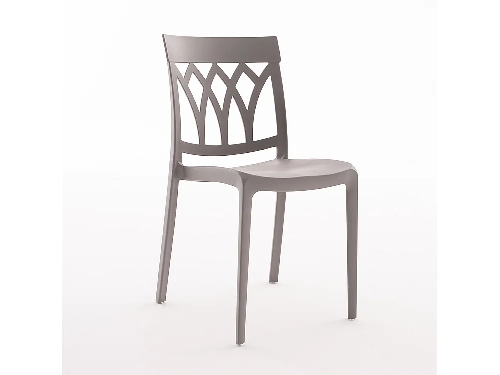 Lot de 6 chaises empilables en polypropylène design classique, résistantes et faciles à nettoyer, pour cuisine, jardin, terrasse, restaurants EMMA/Taupe