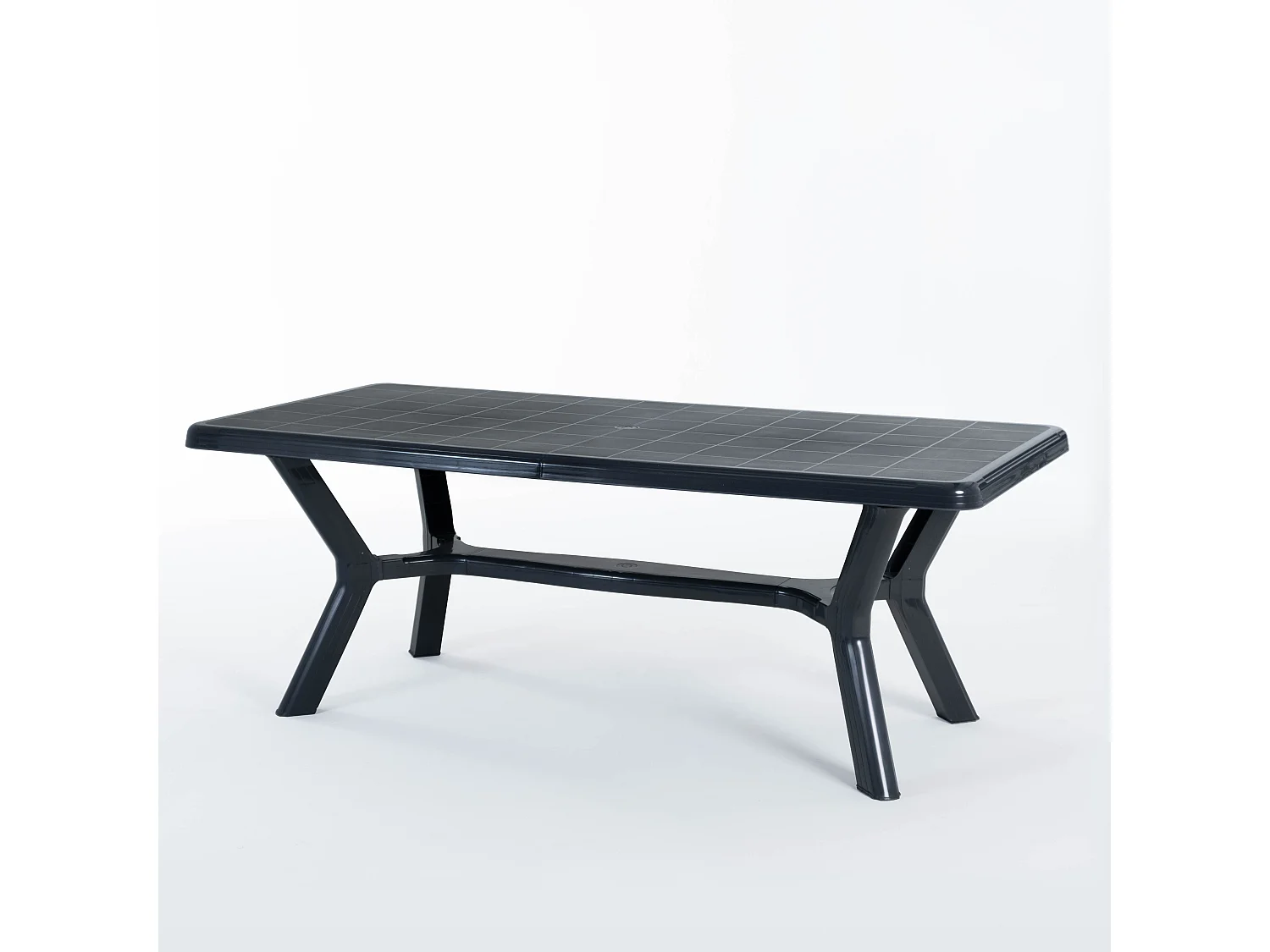 Lot repas de jardin, table rectangulaire en résine Samuel, 6 chaises en résine monobloc empilables effet rotin Diana - Noir/Noir