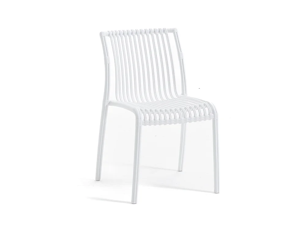 Set de 4 chaises en polypropylène empilables pour extérieur et jardin, bar et restaurant, structure robuste et légère - Olimpia - Blanc