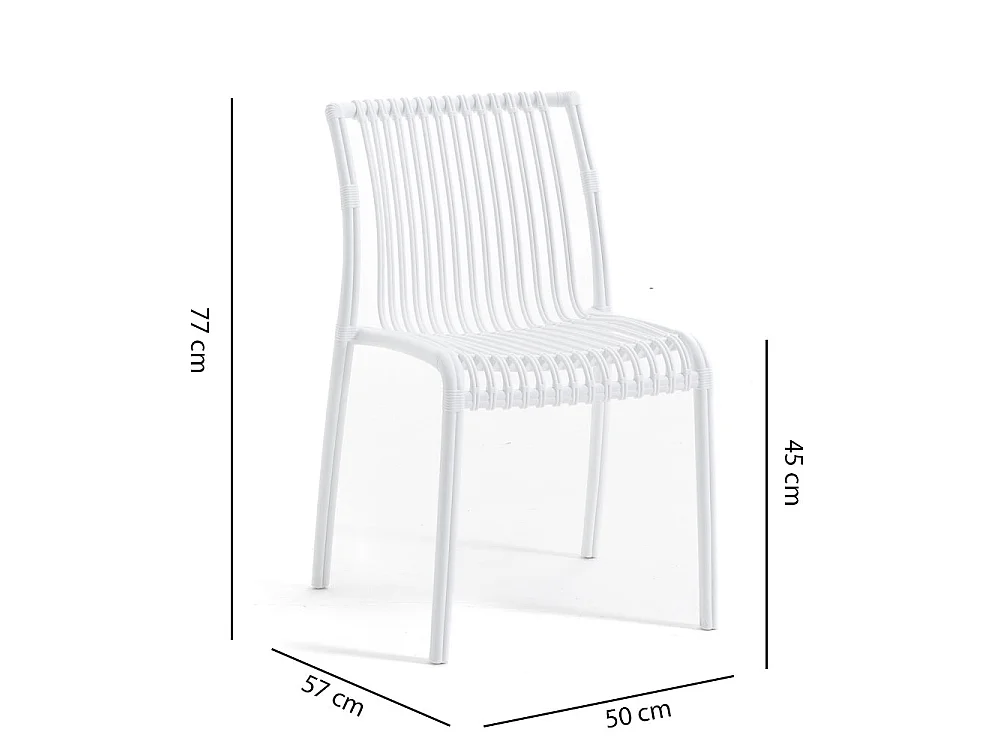 Set de 4 chaises en polypropylène empilables pour extérieur et jardin, bar et restaurant, structure robuste et légère - Olimpia - Blanc