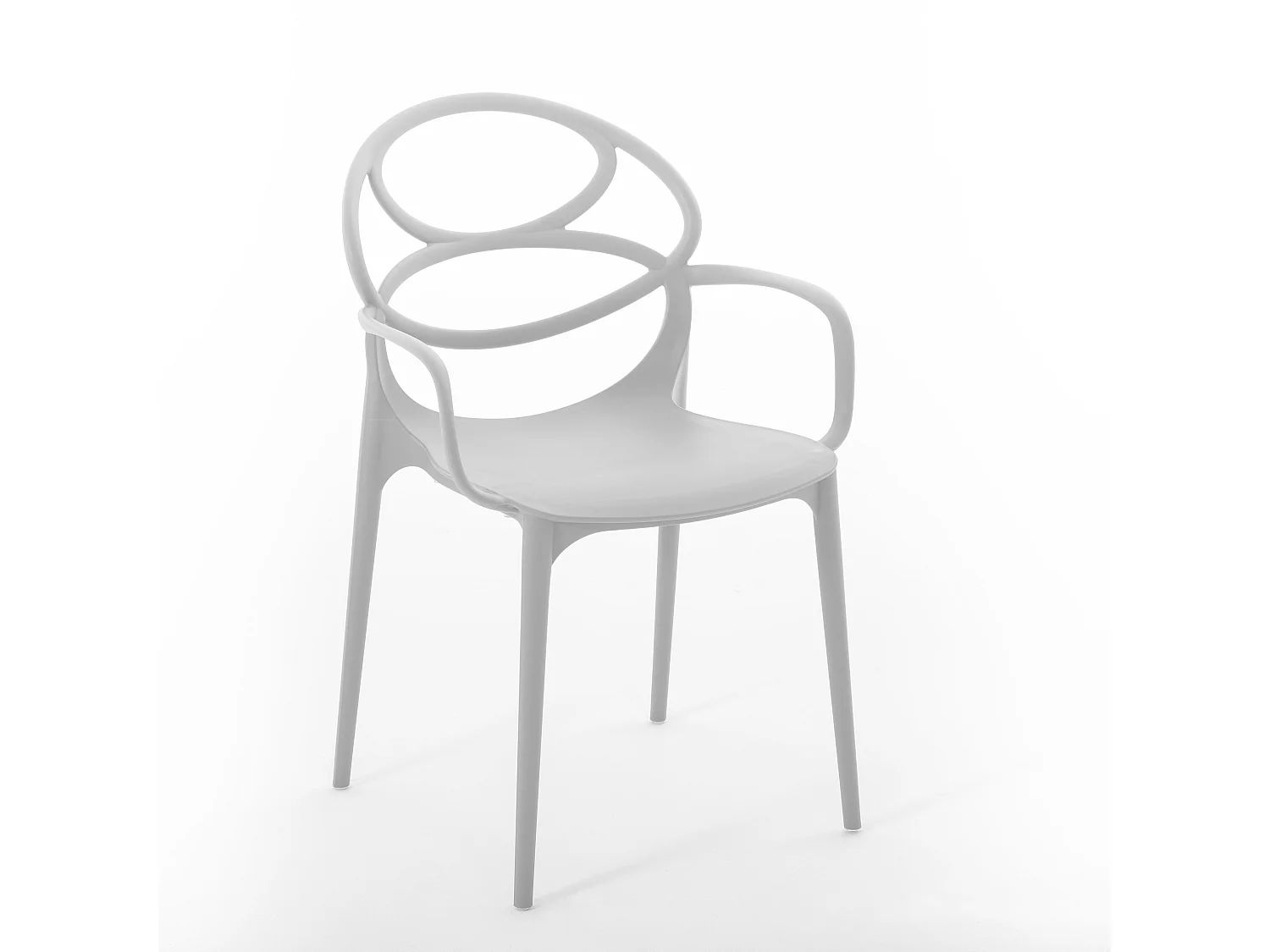 Set de 6 chaises en polypropylène avec fibre de verre, empilables pour extérieur, jardin, bar, restaurant, cuisine design moderne-Charlotte-Gris Clair
