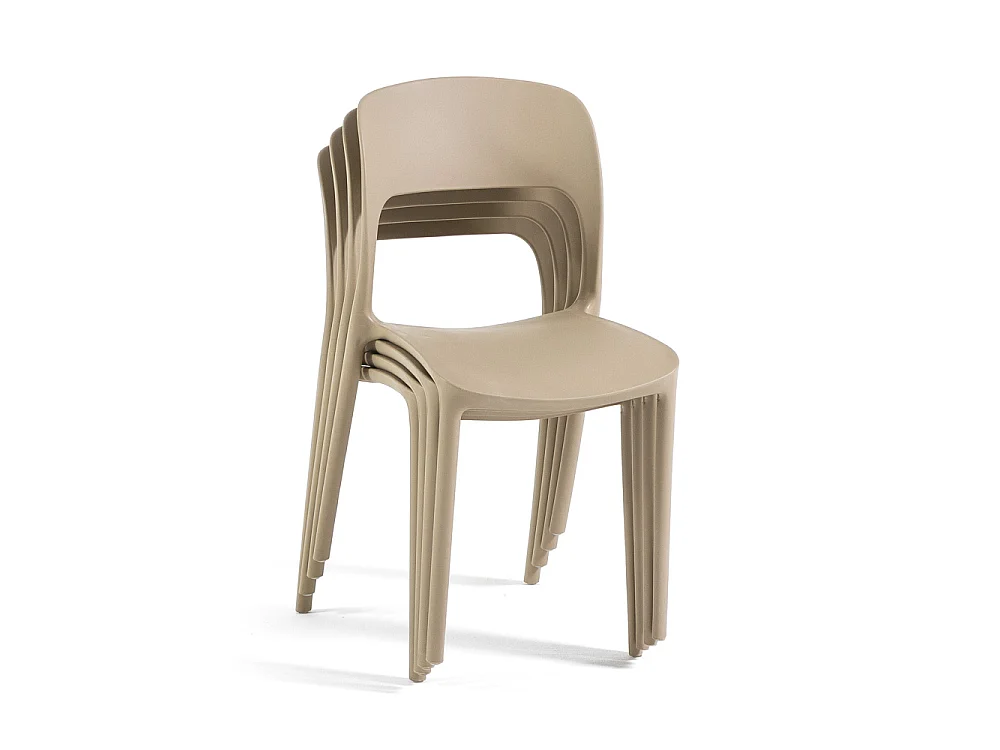 Lot de 4 chaises empilables en résine pour intérieur et extérieur, robustes et faciles à nettoyer, idéales pour jardin, terrasse, balcon BARBARA/Caramel