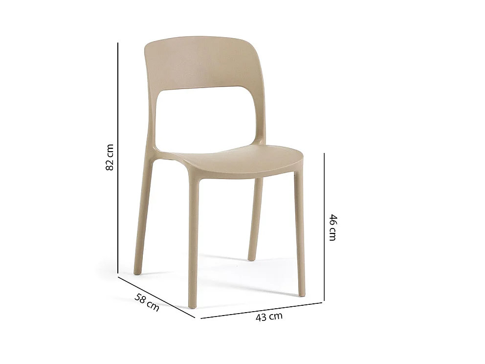 Lot de 4 chaises empilables en résine pour intérieur et extérieur, robustes et faciles à nettoyer, idéales pour jardin, terrasse, balcon BARBARA/Caramel