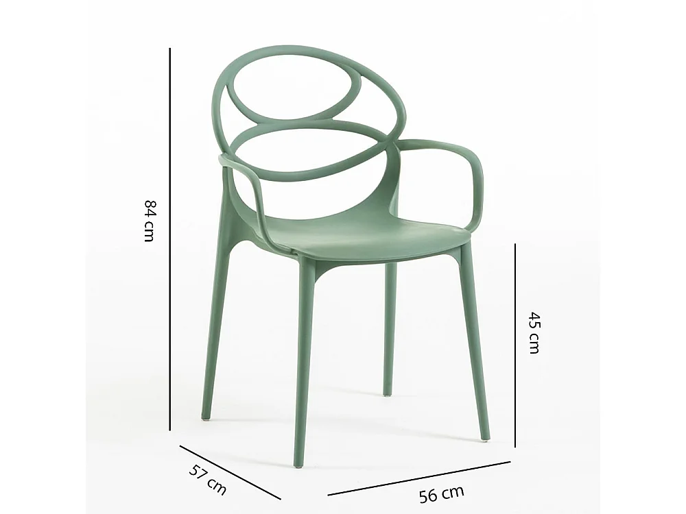 Set de 6 chaises en polypropylène avec fibre de verre, empilables pour extérieur et jardin, bar et restaurant, cuisine design moderne -Charlotte-Sauge