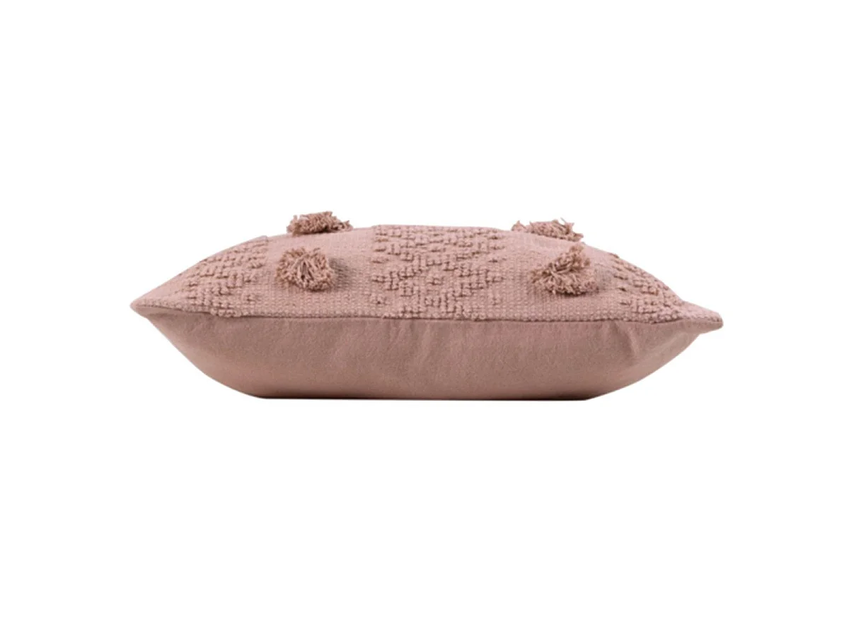 Coussin Déco à Pompons "Alenia" 40x40cm Rose