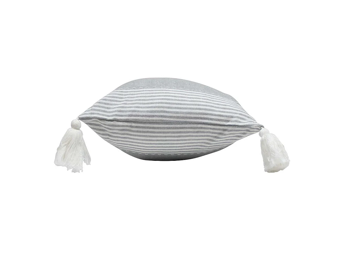 Coussin Déco à Pompons "Iliade" 30x50cm Gris