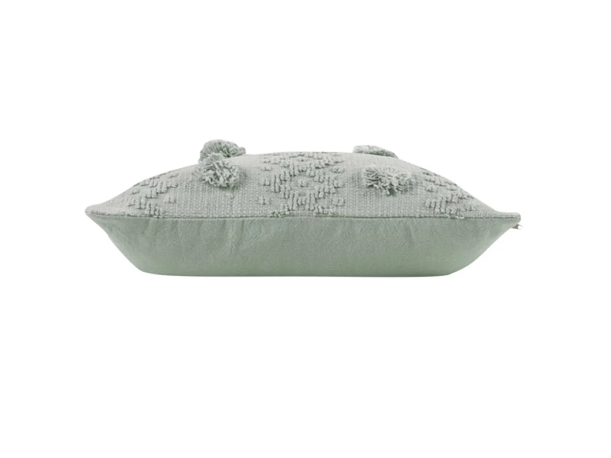 Coussin Déco à Pompons "Alenia" 40x40cm Menthe