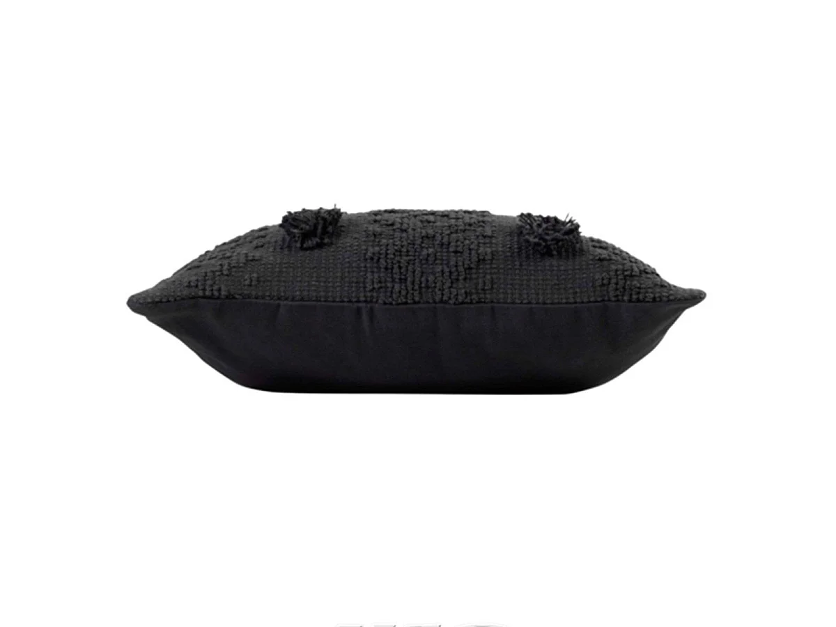 Coussin Déco à Pompons "Alenia" 40x40cm Anthracite