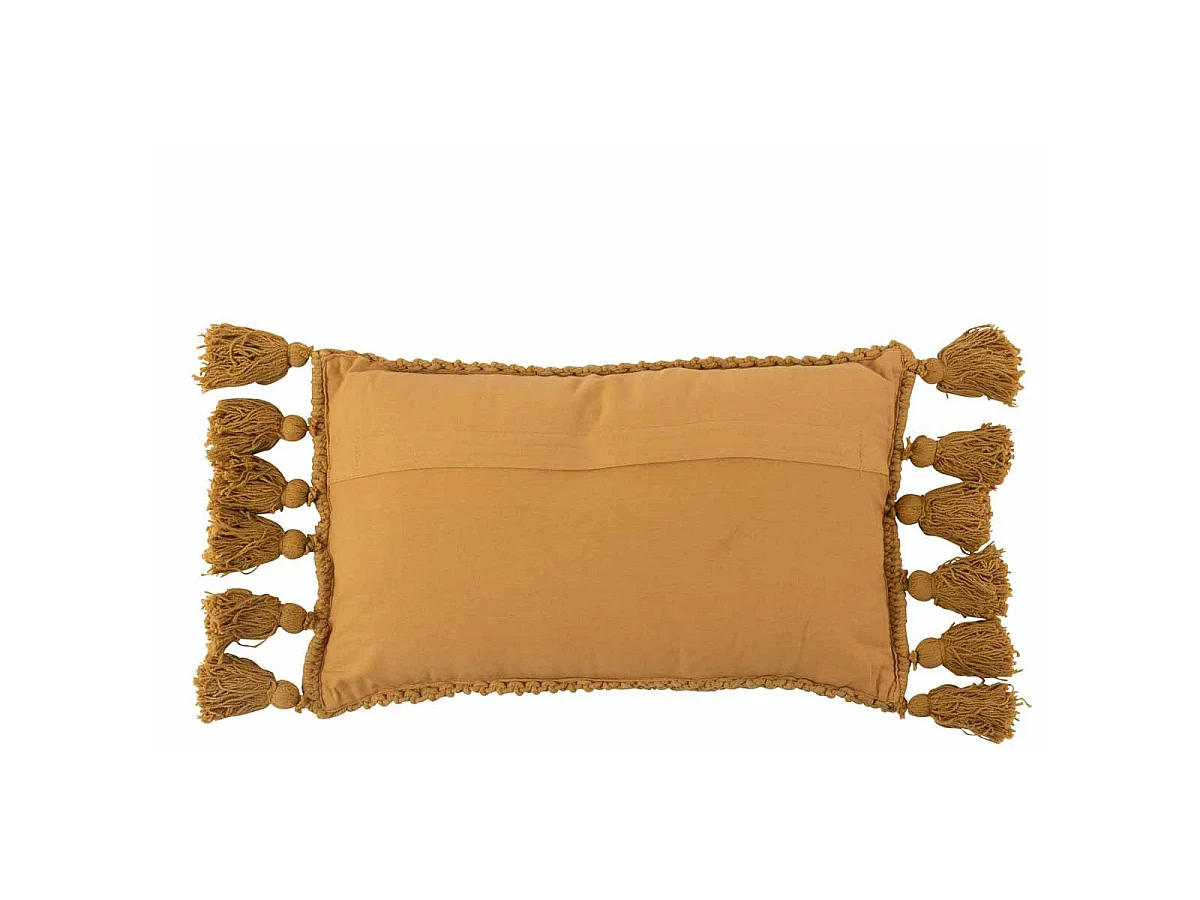 Coussin Déco à Pompons "Floche" 30x60cm Ocre