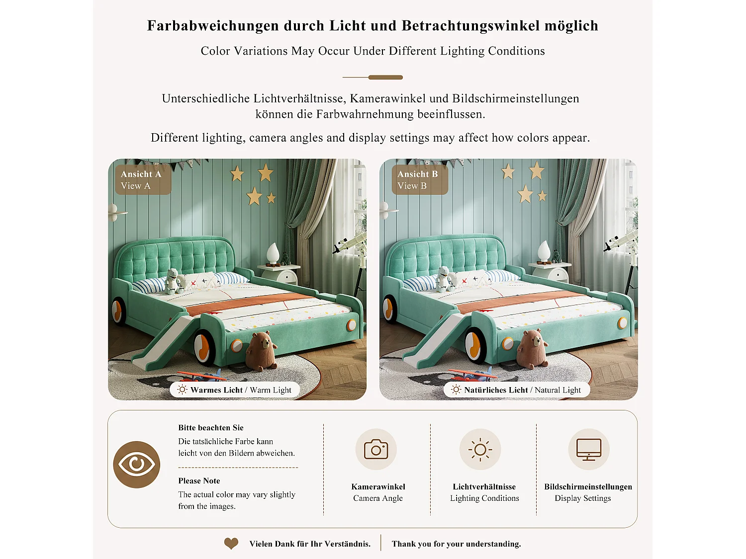 Lit enfant voiture 140 x 200 cm avec toboggan et escalier réversibles – Velours – Bleu canard (Sans matelas)