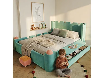 Blue velvet bed