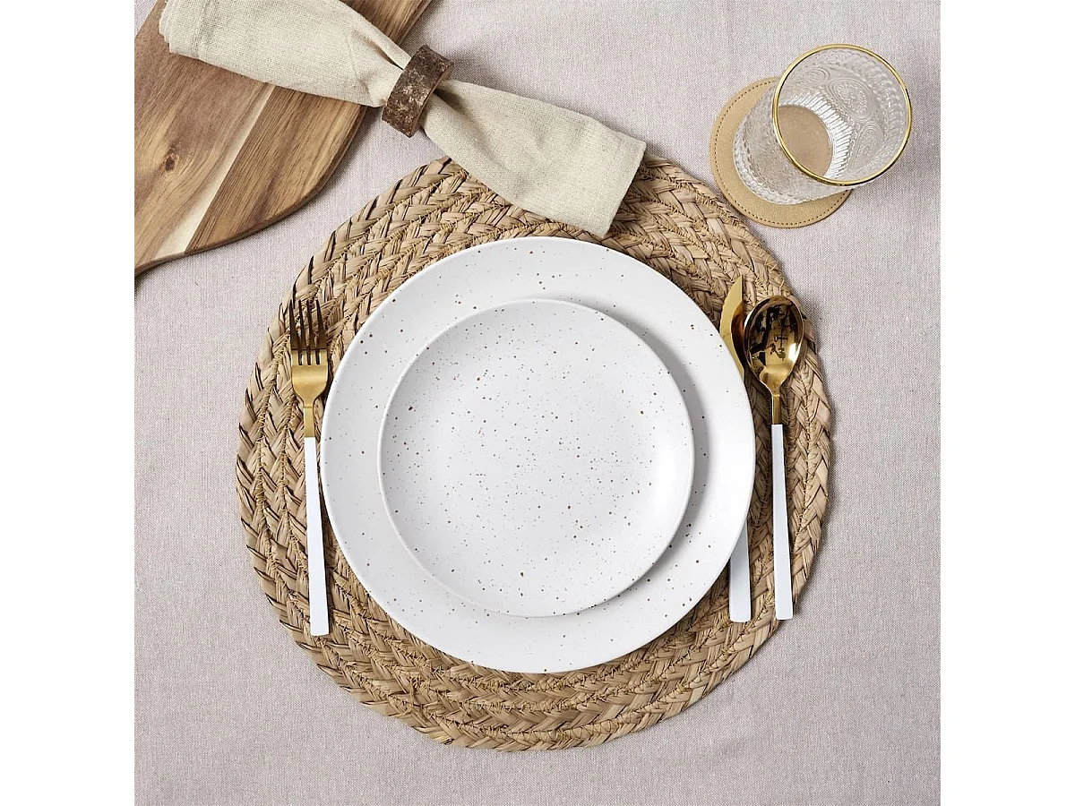Ensemble de 4 sets de table rond tressés en jonc de mer naturel (Ø38cm)