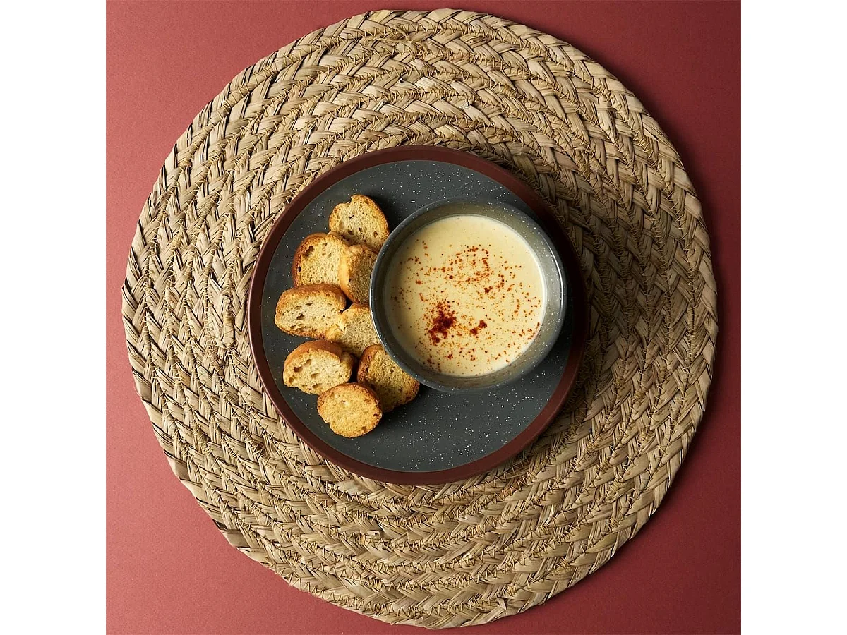 Ensemble de 4 sets de table rond tressés en jonc de mer naturel (Ø38cm)