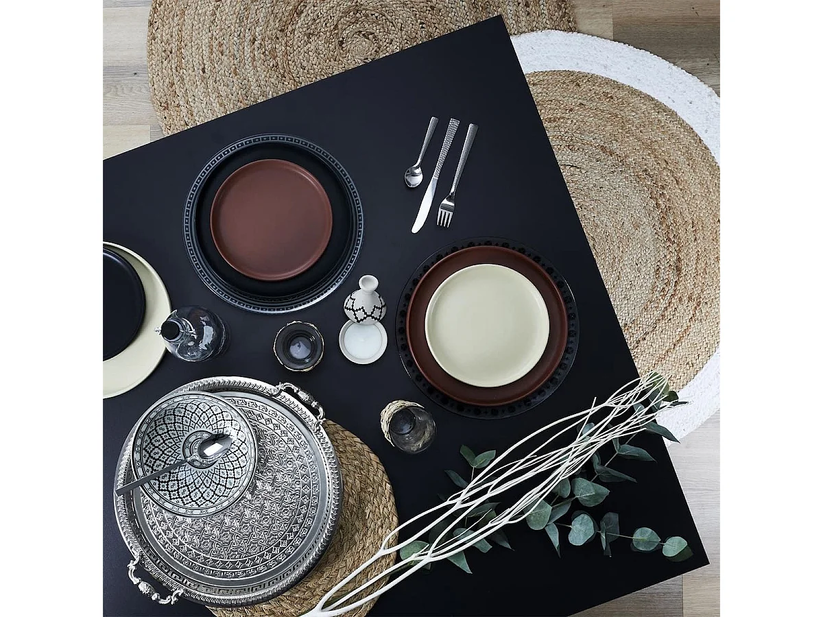 Ensemble de 4 sets de table rond tressés en jonc de mer naturel (Ø38cm)