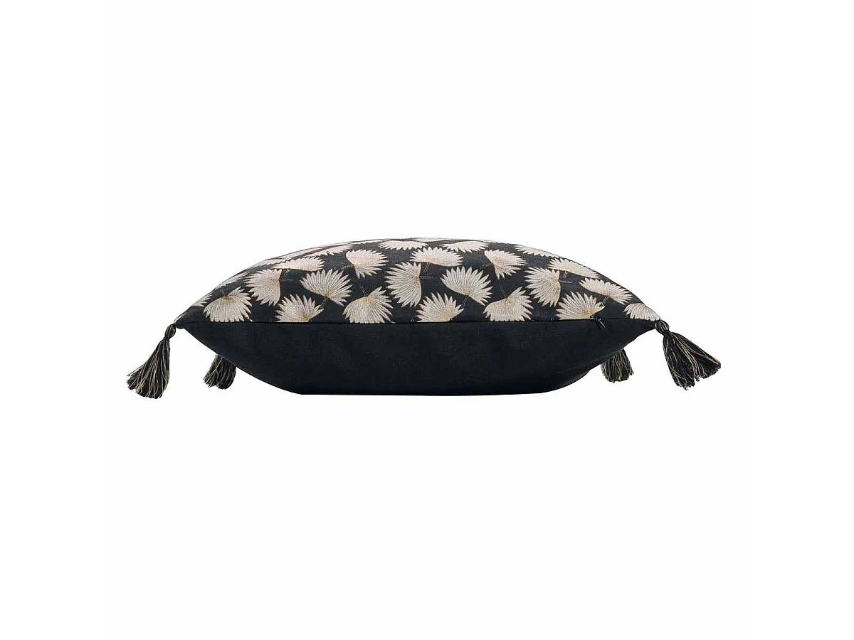 Coussin Déco à Pompons "Tosane" 45x45cm Noir