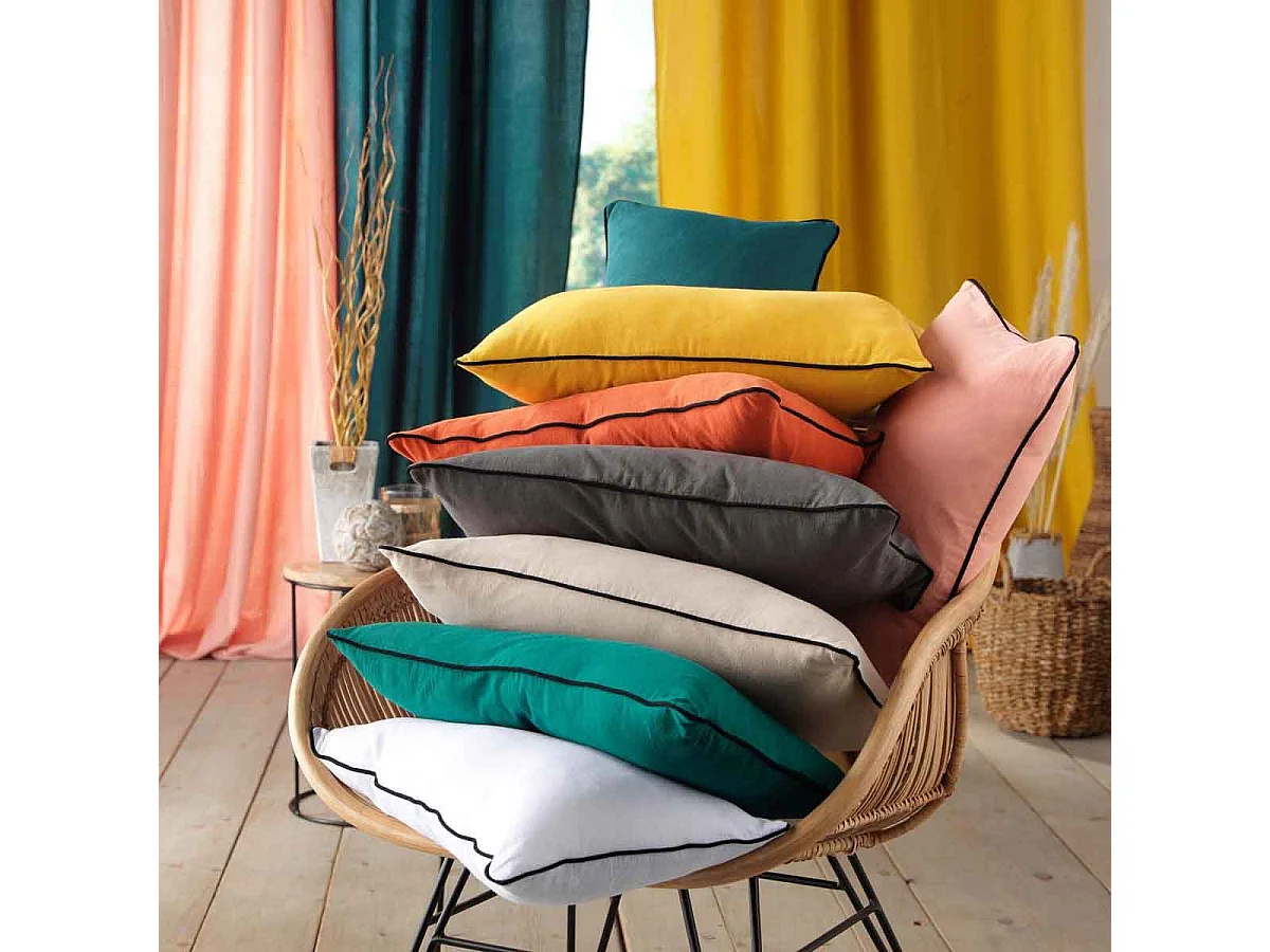 Coussin Déco Uni "Linette" 30x50cm Émeraude