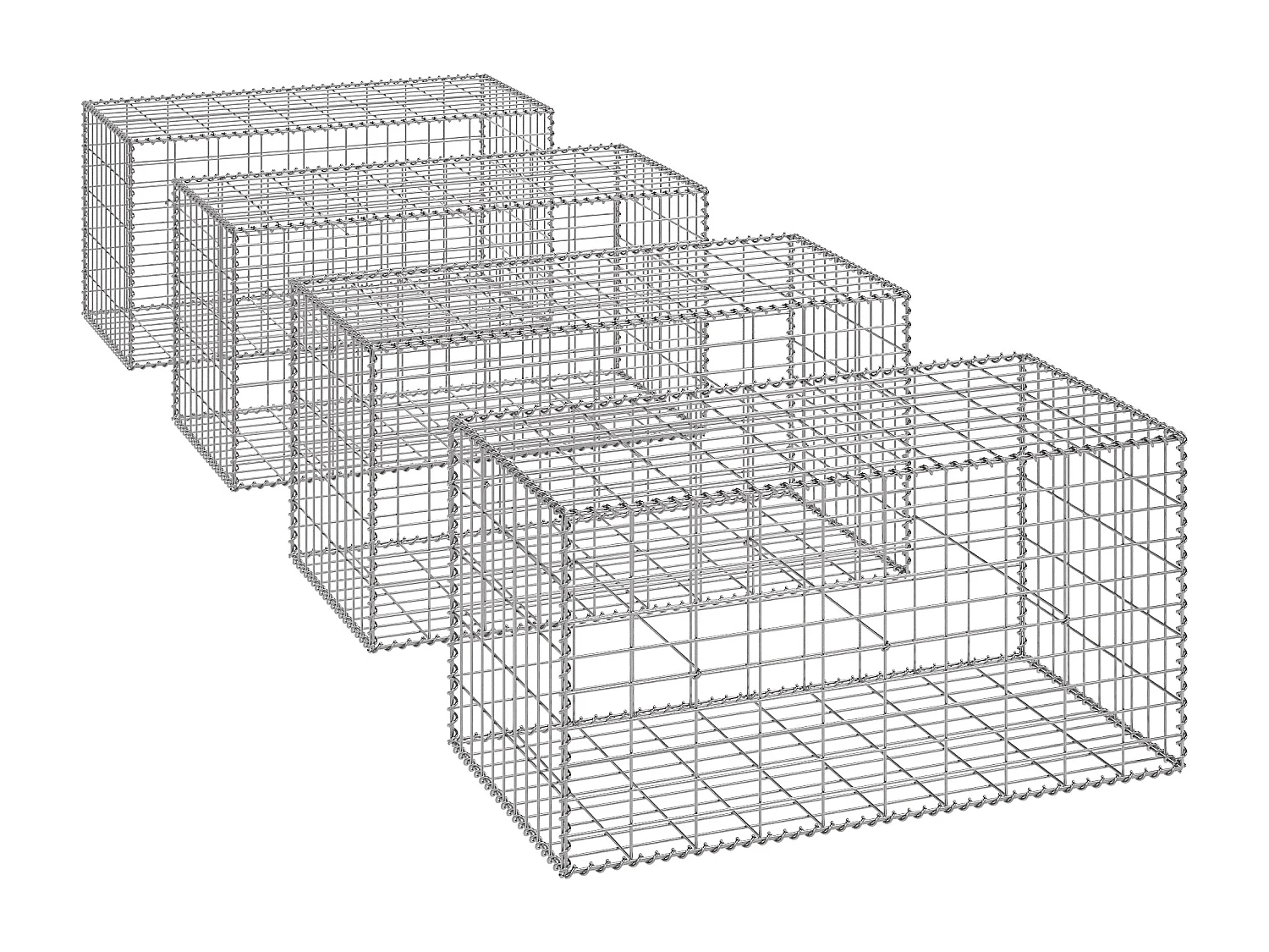 Lot de 4 gabions en acier galvanisé - L100 x l50 x H50 cm - Maille 5 x 10 cm - TERACO