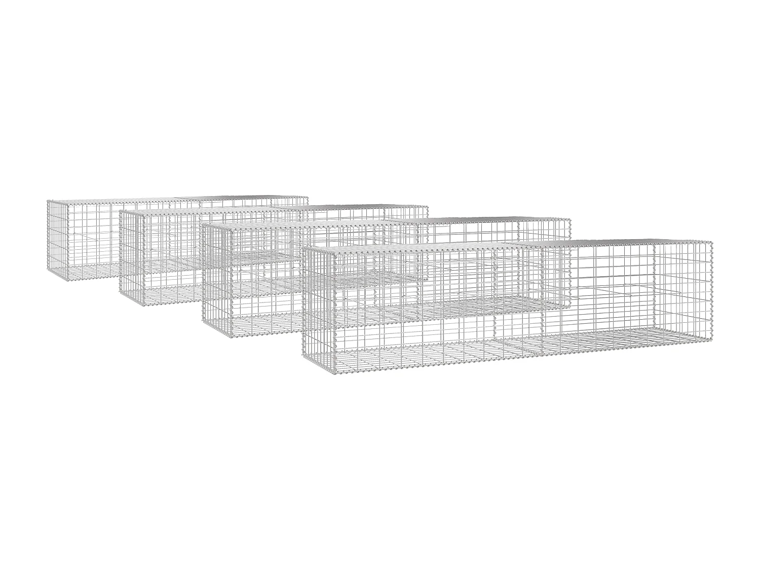 Lote de 4 gaviones de acero galvanizado - L. 200 x An. 30 x Alt. 50 cm - Malla de 5 x 10 cm - TERACO