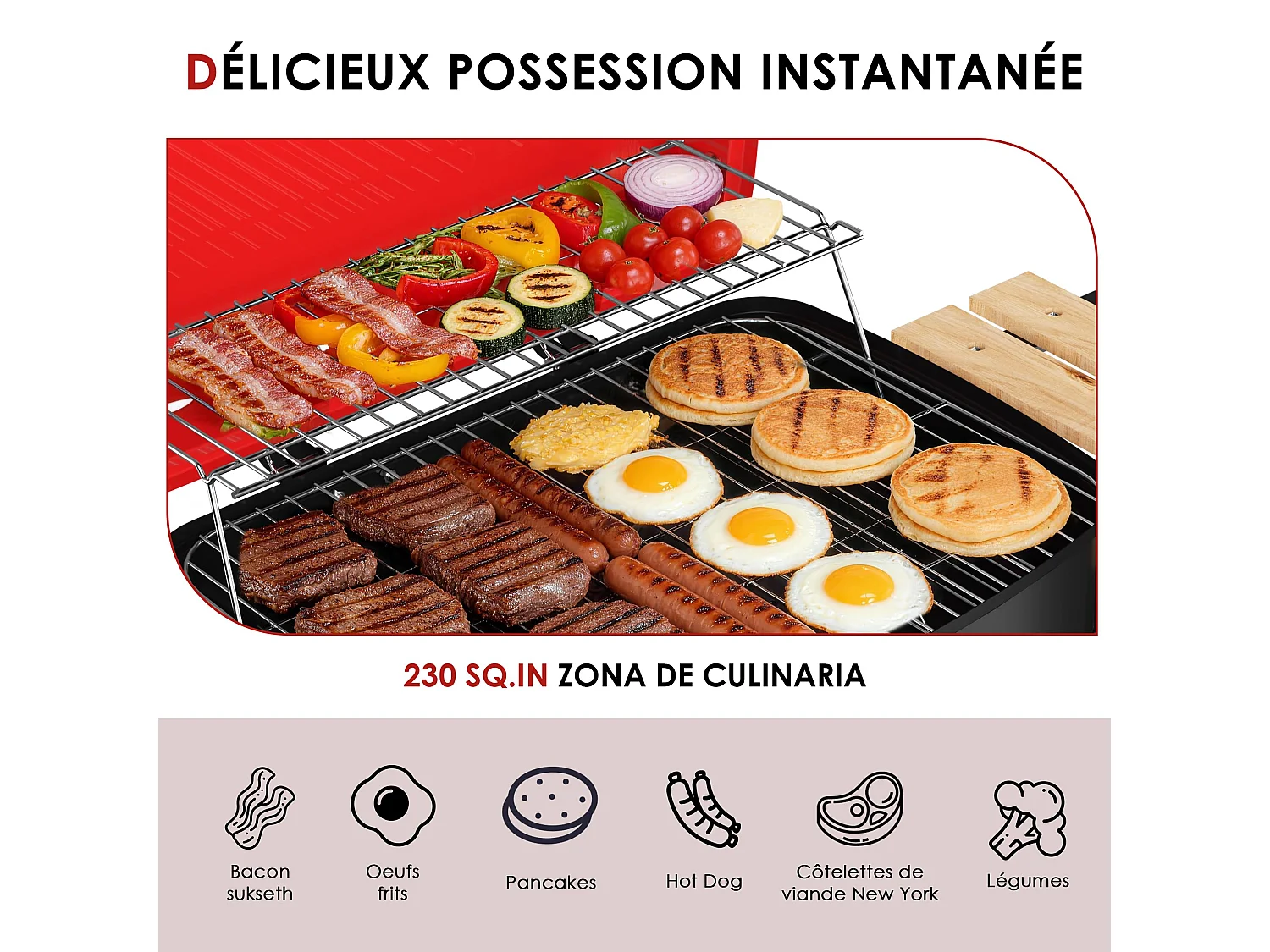 Barbecue charbon portable 2-en-1 barbecue fumoir, usage jardin terrasse camping