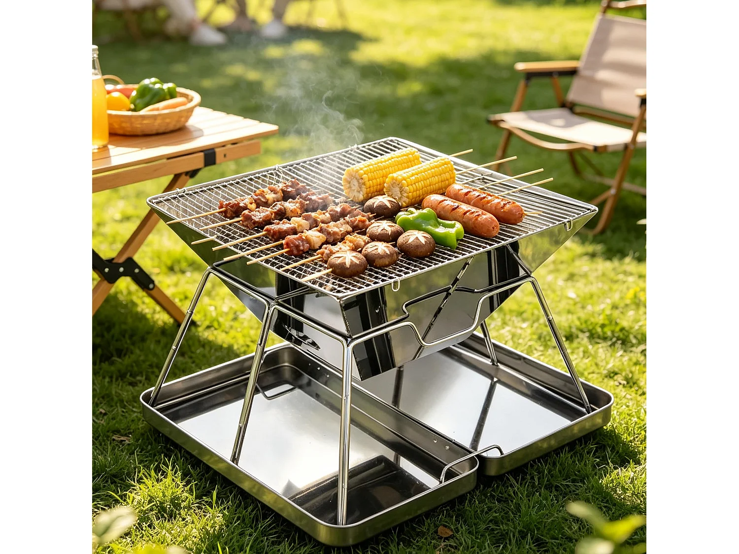 Barbecue Portable Barbecue à Charbon, Pliable Barbecue Grille Inox | Barbecue Extérieur Camping