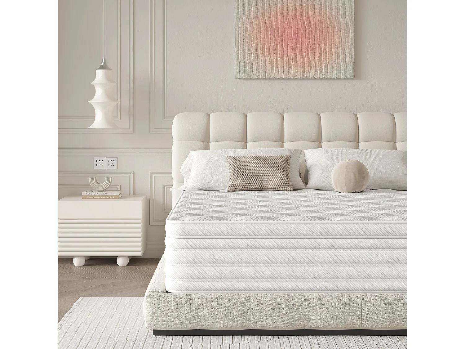 Matelas 90x200x32 cm, fermeté moyenne H3/H4,matelas hybride à ressorts ensachés
