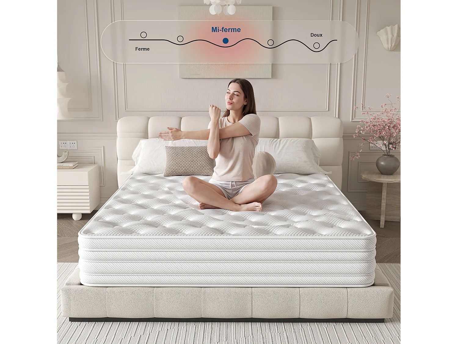 Matras 140x200x28 cm, medium stevigheid H3/H4, hybride pocketveermatras