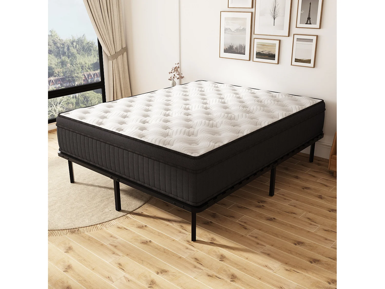 Ensemble Matelas Ressorts et Sommier 120x190, Mémoire De Forme, Ep:25cm