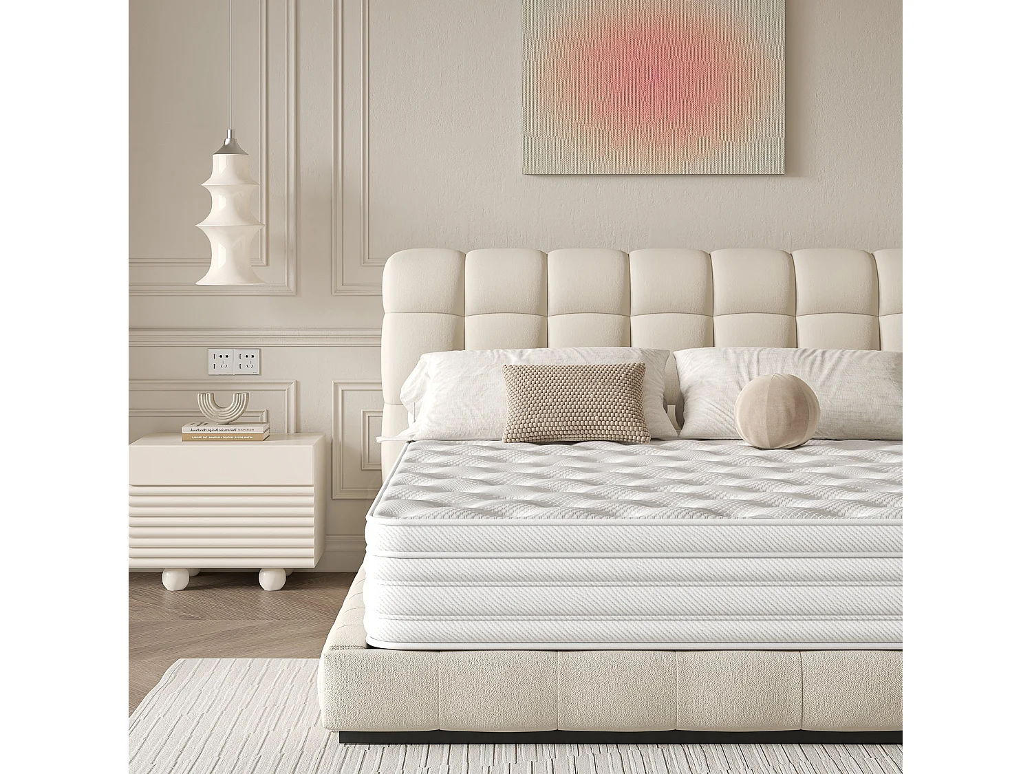 Matelas 90x200x28 cm, fermeté moyenne H3/H4,matelas hybride à ressorts ensachés