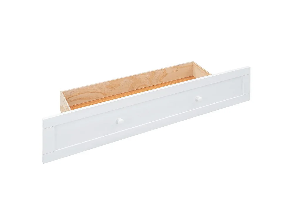 Lit mobile 140x200 cm solide, convertible en armoire, avec tiroir et étagères latérales, cadre en pin et MDF, blanc