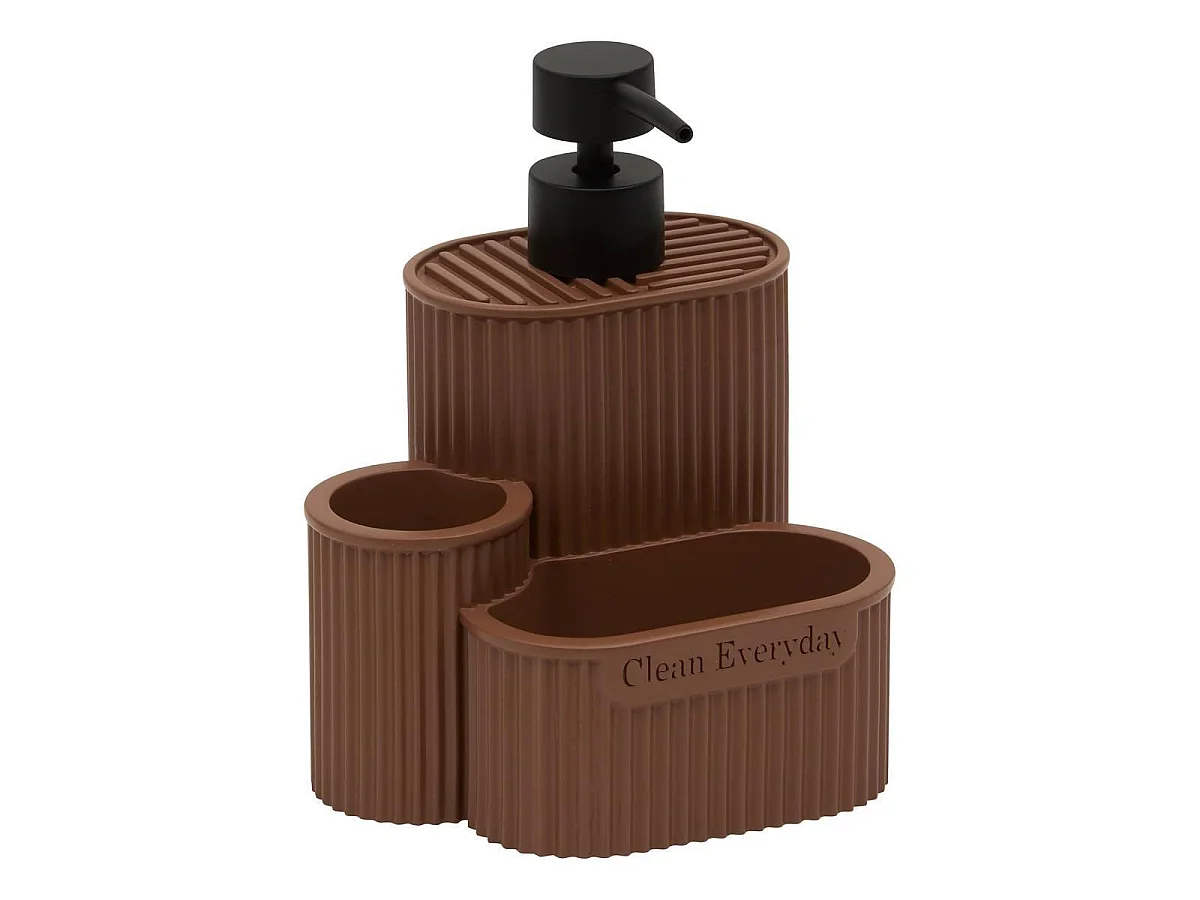 Set Distributeur de Savon "Terra" 17cm Marron