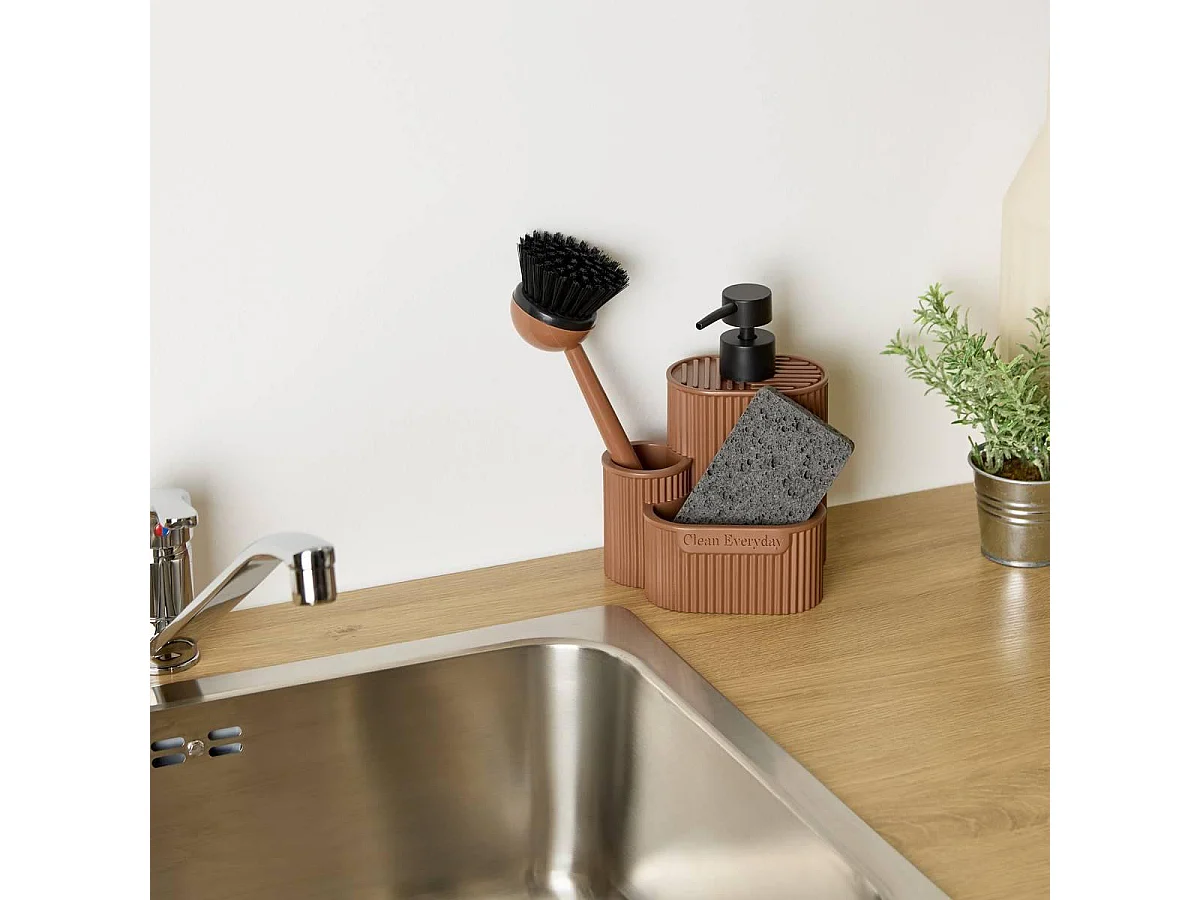 Set Distributeur de Savon "Terra" 17cm Marron