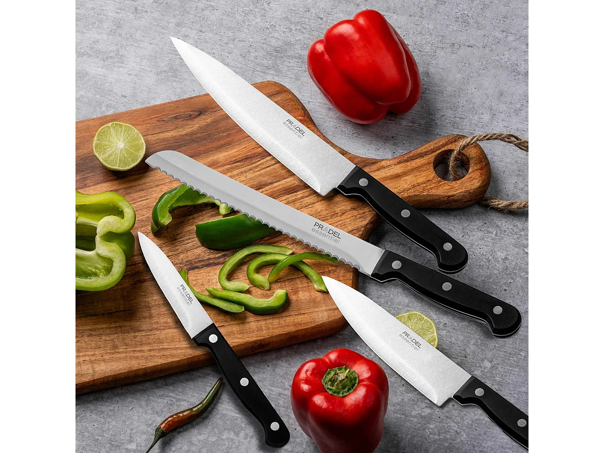 Craft - Bloc plastique noir spaghettis avec 4 couteaux de cuisine