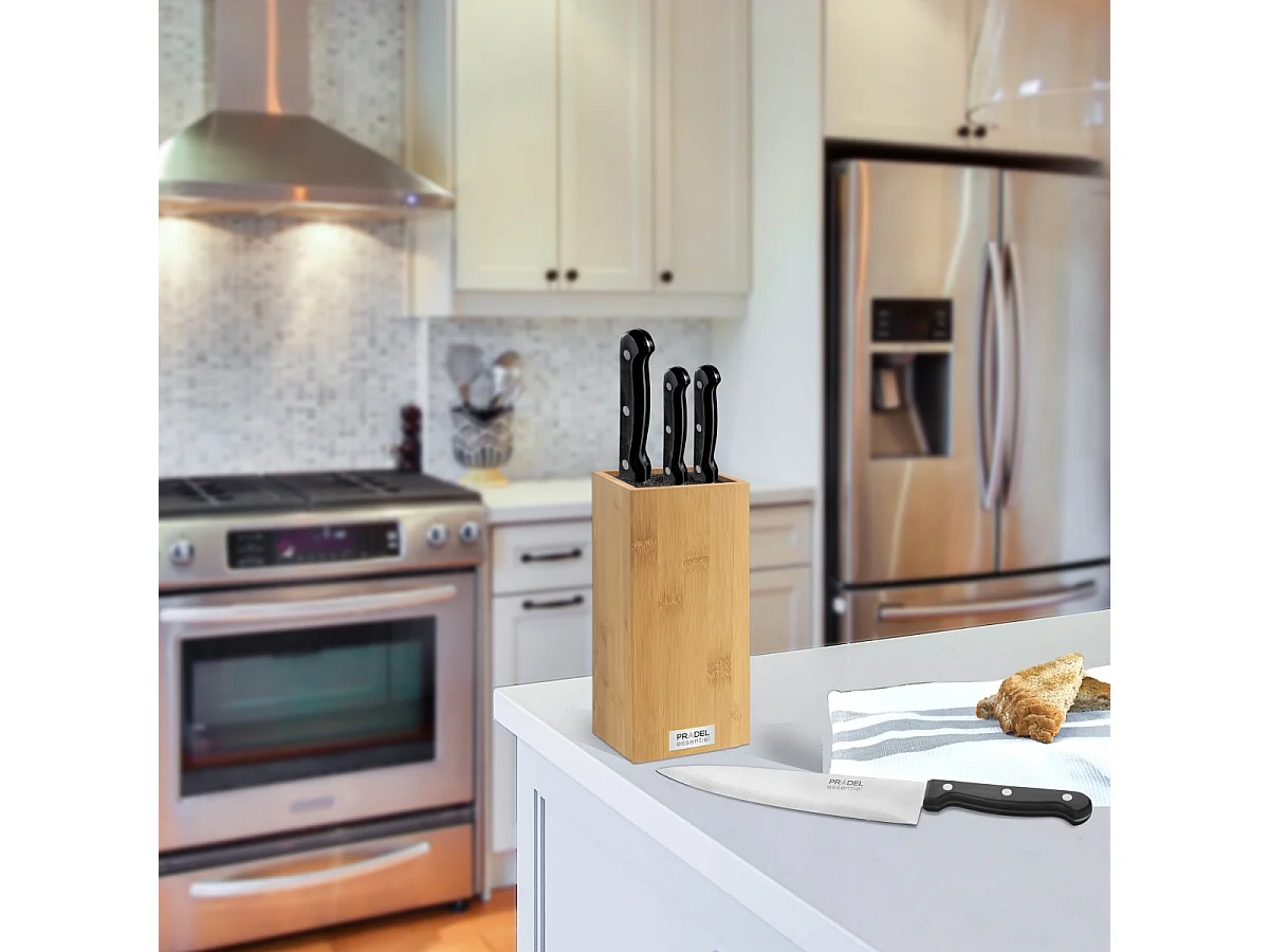 Craft - Bloc Bambou spaghettis avec 4 couteaux de cuisine