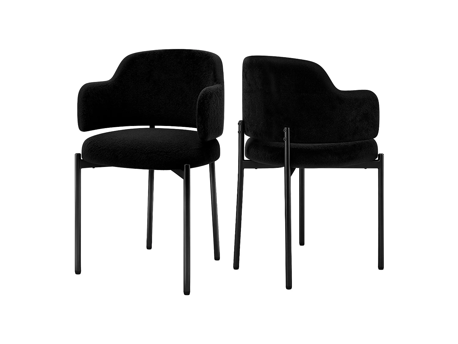 Chaises de Salle à Manger Bouclettes Rembourrées avec Accoudoirs - Dossier Découpé, Éponge Épaisse, Fauteuil Salon Cuisine Coiffeuse, Ergonomique