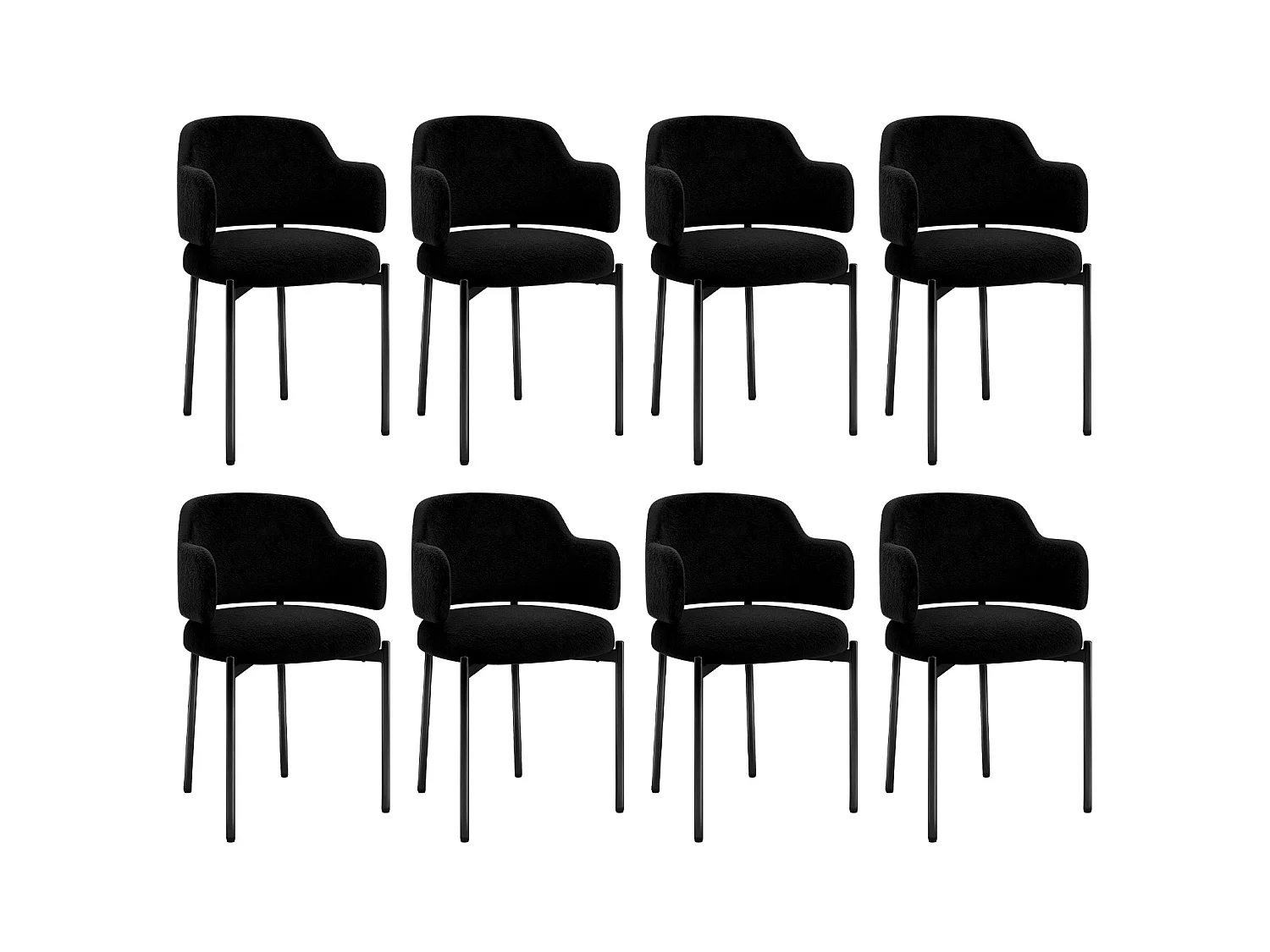 Chaises de Salle à Manger Bouclettes Rembourrées avec Accoudoirs - Dossier Découpé, Éponge Épaisse, Fauteuil Salon Cuisine Coiffeuse, Ergonomique