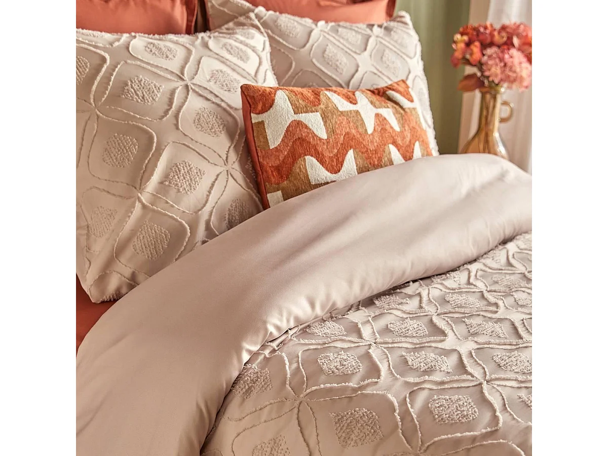 Parure de Lit 3 Pièces "Amy" 260x240cm Beige Lin