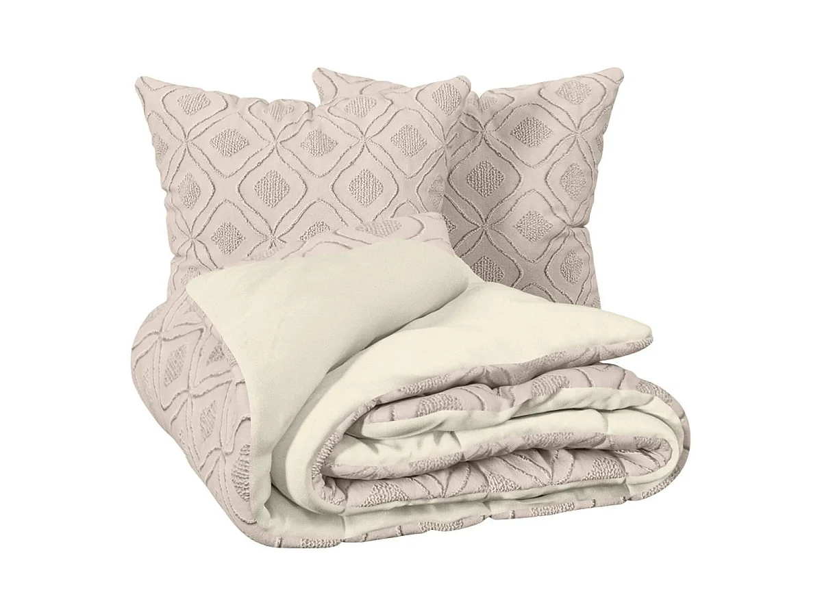 Parure de Lit 3 Pièces "Amy" 260x240cm Beige Lin