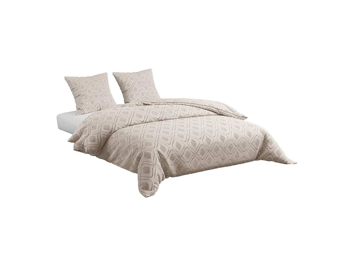 Parure de Lit 3 Pièces "Amy" 260x240cm Beige Lin