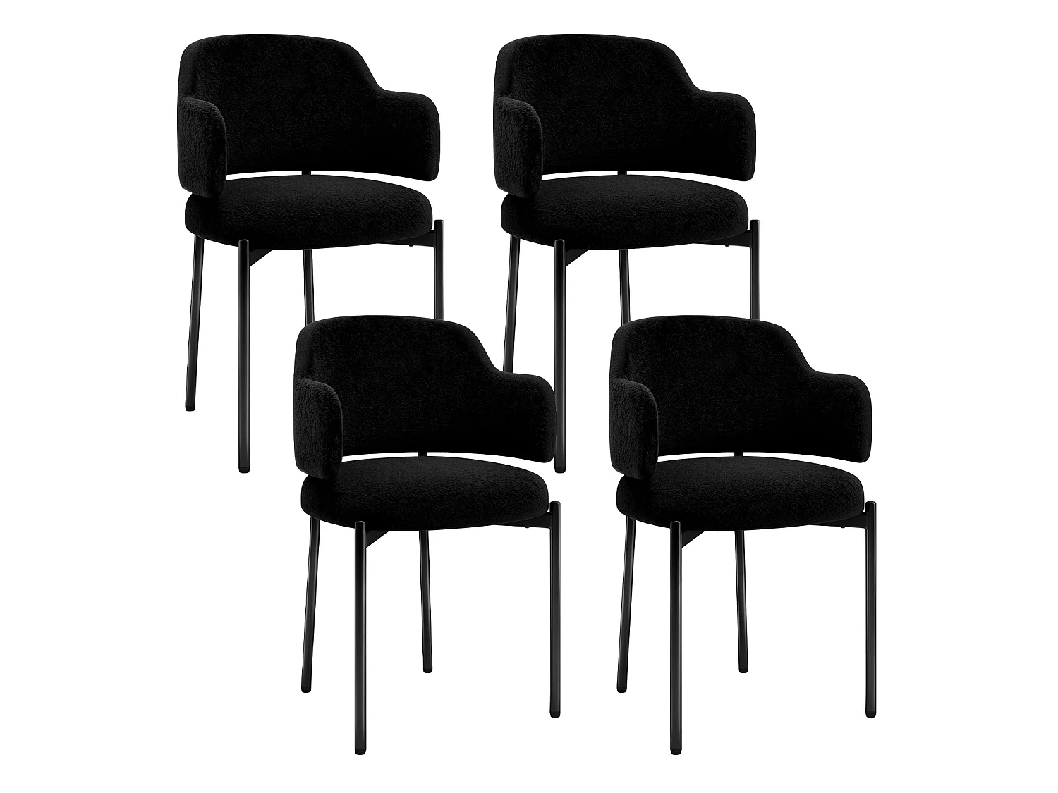 Chaises de Salle à Manger Bouclettes Rembourrées avec Accoudoirs - Dossier Découpé, Éponge Épaisse, Fauteuil Salon Cuisine Coiffeuse, Ergonomique